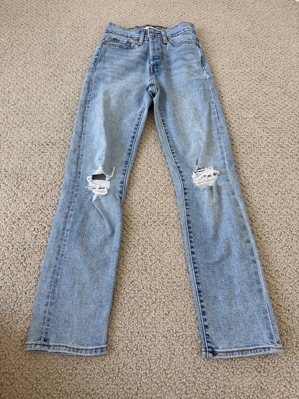 Levi's Light Blue Straight Leg Ripped Jeans